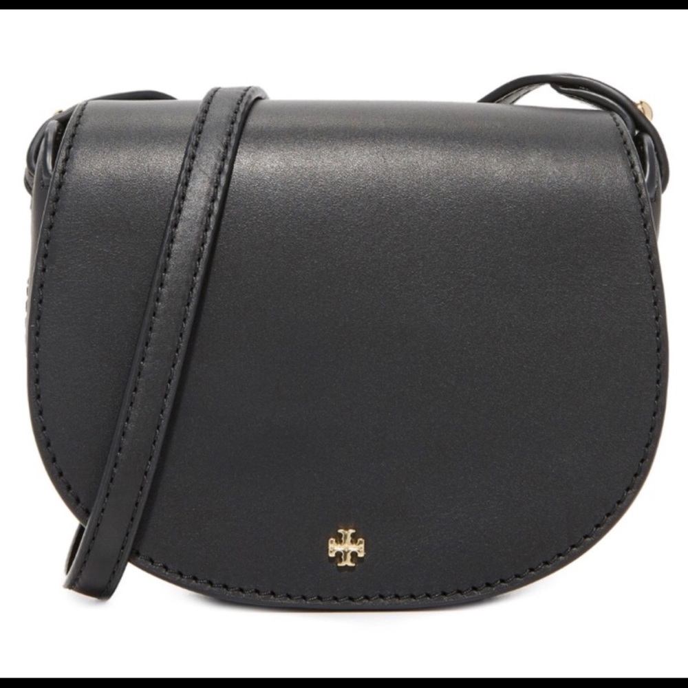 Tory Burch “Mini” Leather Crossbody Saddle Bag